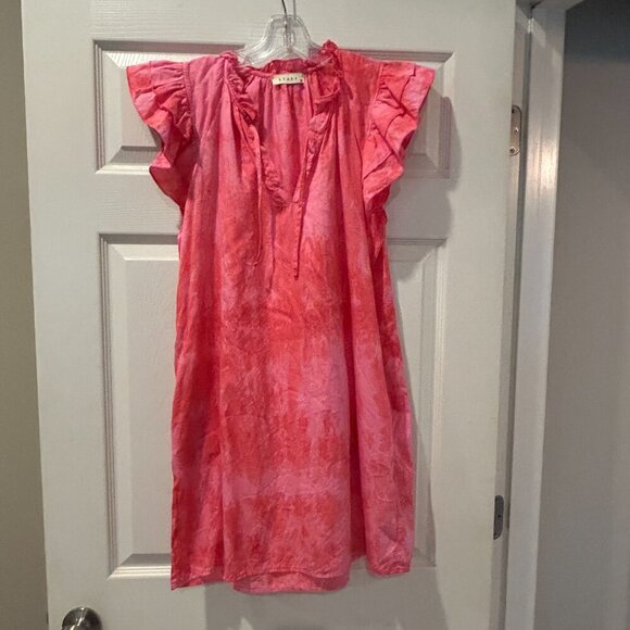 Stark X Poplin Tie Dye Dreamy Dress Ruffle Flutter Sleeve Size Small - Picture 5 of 16
